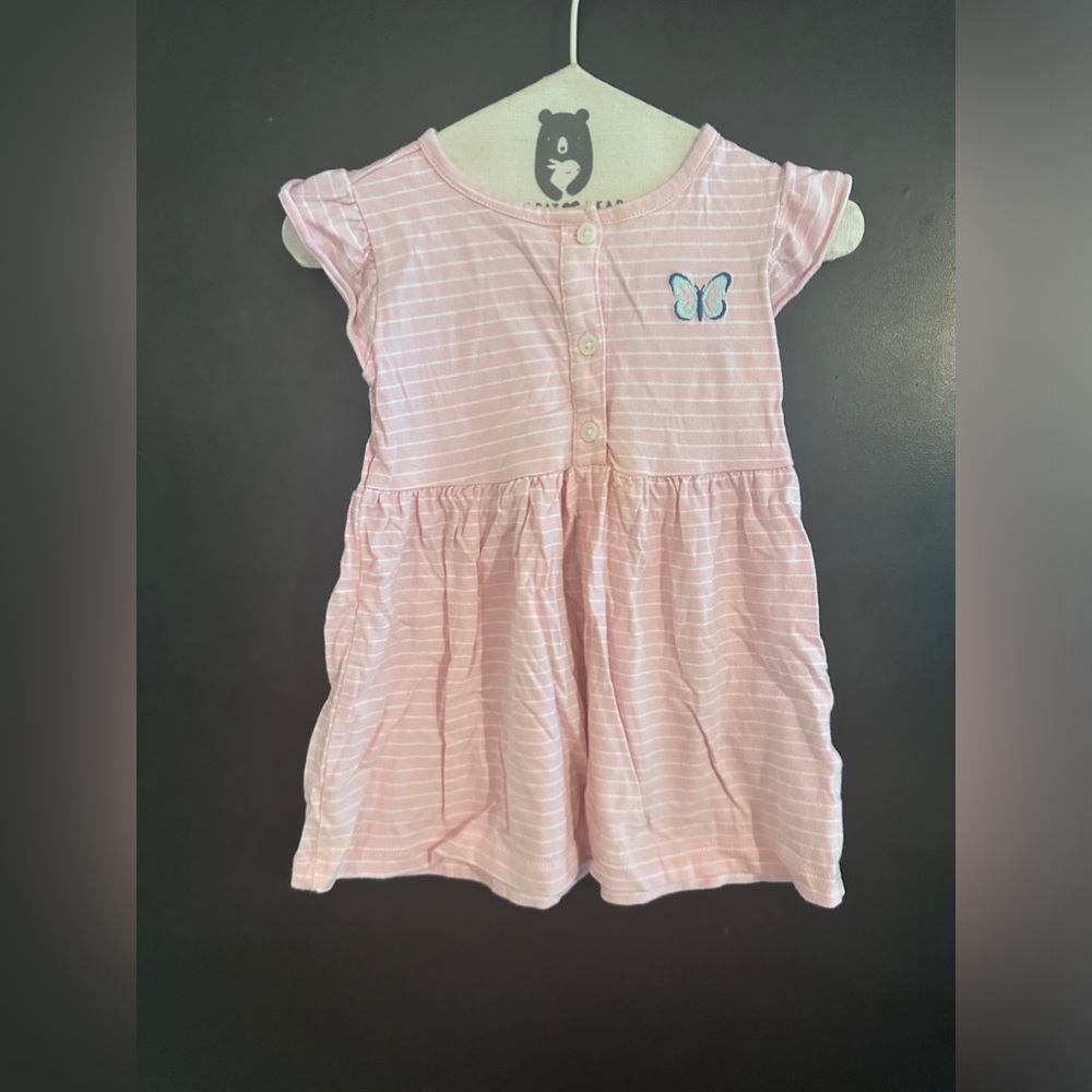 18m Carter’s pink dress, ruffled sleeves, butterfly 🦋 on front. Great condition